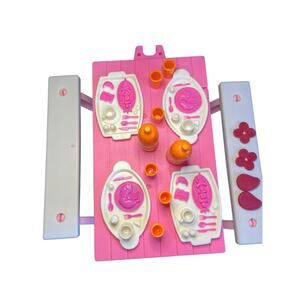 1991 Arco Mattel Barbie Doll Backyard Cookout Storage Picnic Table and Food Pink